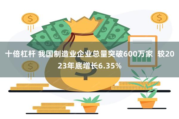 十倍杠杆 我国制造业企业总量突破600万家  较2023年底增长6.35%
